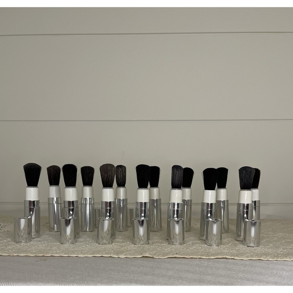 Lot Of 14 Clinique Retractable Silver Tone Case Travel Makeup Brushes
